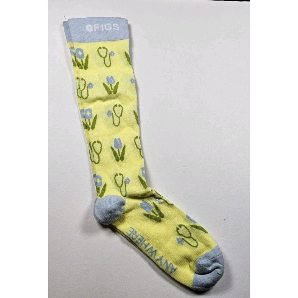 FIGS Compression Awesome Anywhere Tulips Nurse Medical Socks Sz M
